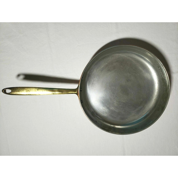 Copral Copper Skillet 10 1/4 Long Brass Handle Portugal Gourmet Cottagecore Farm - Picture 6 of 16